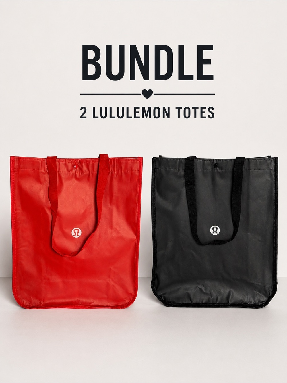 🆕 LULULEMON 2 Reusable Tote Bundle Carryall Handbag Shopping Bag Black & Red NEW
